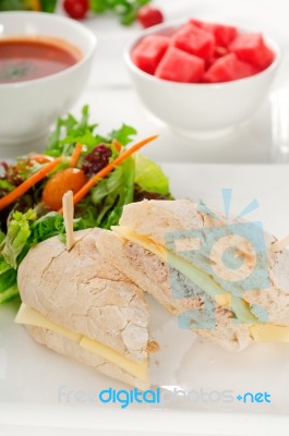 Tuna And Cheese Sandwich With Salad Stock Photo