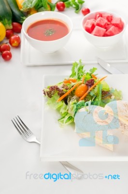 Tuna And Cheese Sandwich With Salad Stock Photo