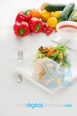 Tuna And Cheese Sandwich With Salad Stock Photo