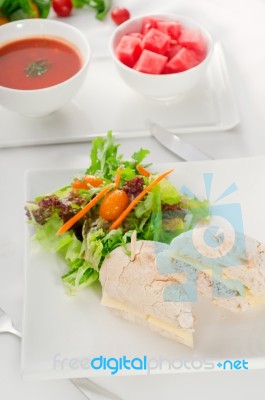 Tuna And Cheese Sandwich With Salad Stock Photo