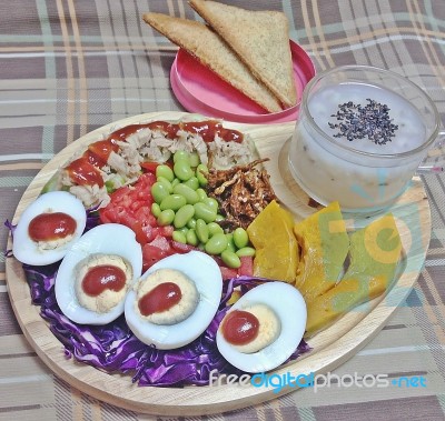 Tuna Salad And Millet Soup Stock Photo