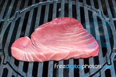 Tuna Steak On Bbq Stock Photo