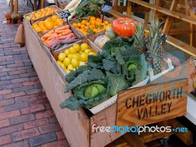 Tunbridge Wells, Kent/uk - January 5 : Display Of Fruit And Vege… Stock Photo