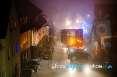 Tunnel Digging Machinery Loaded On A Flatbed Trailer Stock Photo