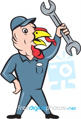 Turkey Mechanic Spanner Isolated Cartoon Stock Image