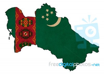 Turkmenistan Map On  Flag Drawing ,grunge And Retro Flag Series Stock Image