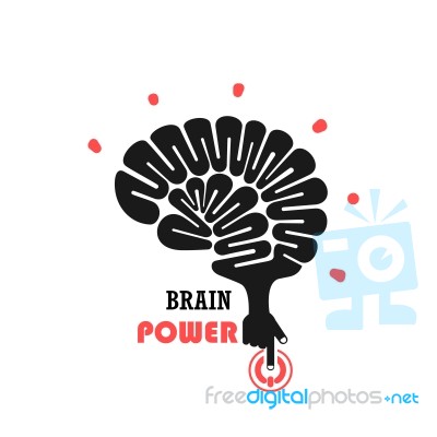 Turn On Creative Light Bulb Concept.brain Logo Design Stock Image