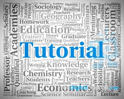 Tutorial Word Indicates Online Tutorials And College Stock Image