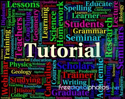 Tutorial Word Representing Online Tutorials And Learned Stock Image