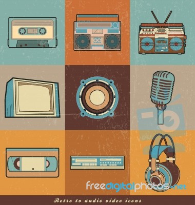 TV Audio Video With Icon Sets Stock Image