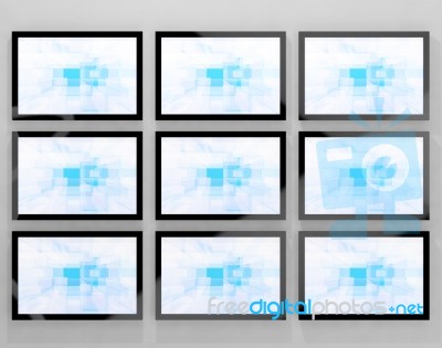 TV Monitors Wall Mounted Stock Image