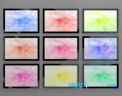 TV Monitors Wall Mounted Stock Image