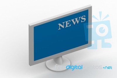 TV Showing News On Screen Stock Image