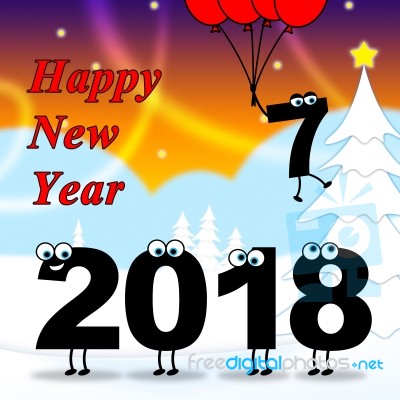 Twenty Eighteen Indicates 2018 New Year 3d Illustration Stock Image