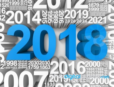 Twenty Eighteen Means New Year 2018 3d Rendering Stock Image