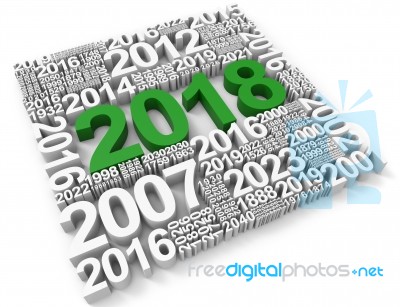 Twenty Eighteen Represents 2018 Celebration 3d Rendering Stock Image