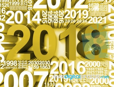 Twenty Eighteen Represents New Year And Celebrates 3d Rendering Stock Image