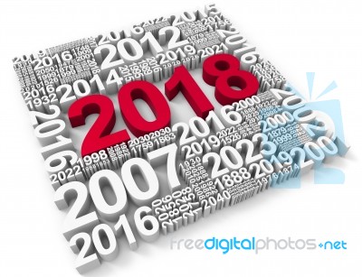 Twenty Eighteen Shows New Year 2018 3d Rendering Stock Image