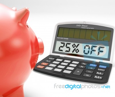 Twenty-five Percent Off Calculator Means Savings Stock Image