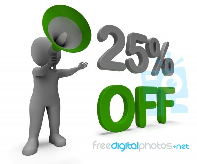 Twenty Five Percent Off Character Means Cut Rate Or Sale 25% Stock Image