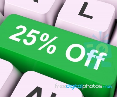 Twenty Five Percent Off Key Means Discount Or Sale
 Stock Image