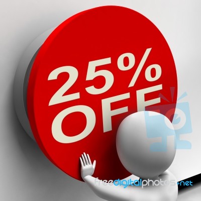 Twenty-five Percent Off Shows 25 Price Reduction Stock Image