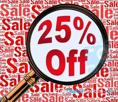 Twenty Five Percent Off Shows 25% Discount 3d Rendering Stock Image