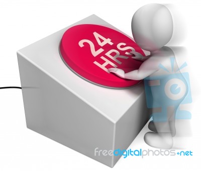 Twenty Four Hours Pressed Shows 24h  Assistance Stock Image