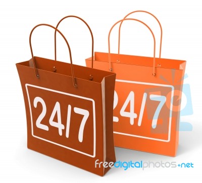 Twenty Four Seven Bags Show Hours Open Stock Image