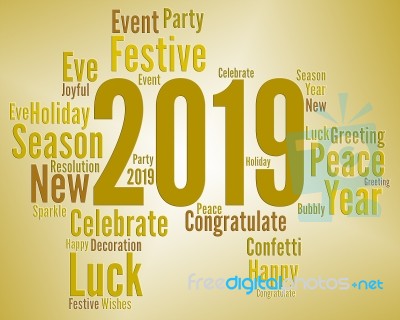 Twenty Nineteen Shows 2019 New Year Parties Stock Image