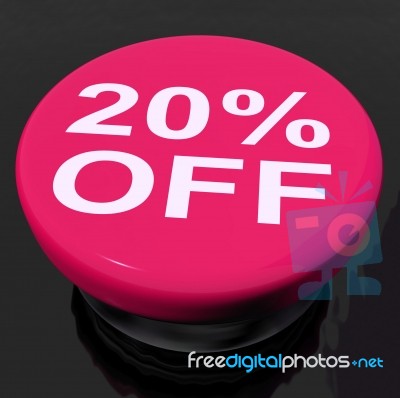 Twenty Percent Button Shows Sale Discount Or 20 Off Stock Image