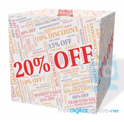 Twenty Percent Off Indicates Offers Closeout And Word Stock Image