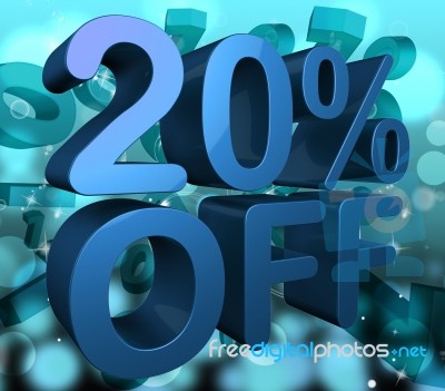 Twenty Percent Off Shows Merchandise Reduction And Offer Stock Image