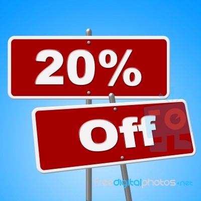 Twenty Percent Off Shows Promo Discounts And Merchandise Stock Image