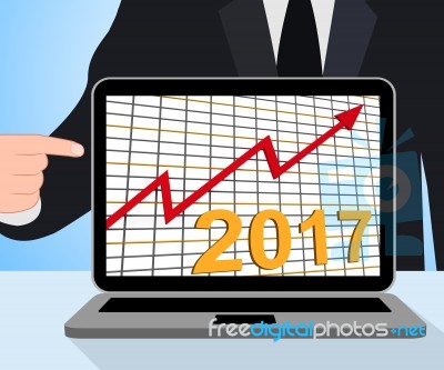 Twenty Seventeen Graph Chart Displays Increase In 2017 Stock Image