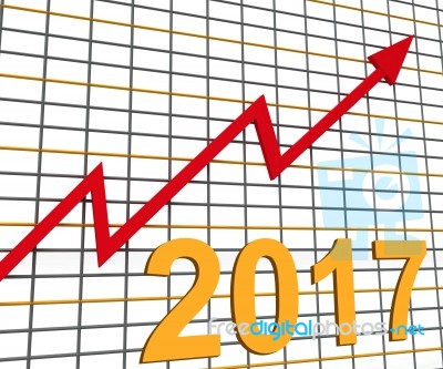 Twenty Seventeen Graph Chart Shows Increase In 2017 Stock Image