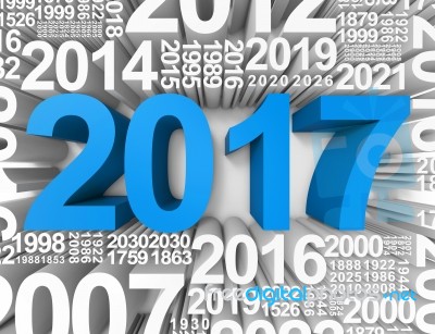 Twenty Seventeen Indicates Happy New Year And Annual 3d Renderin… Stock Image