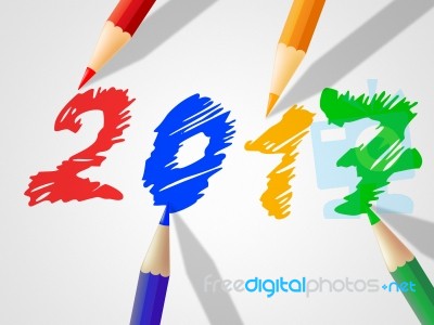 Twenty Seventeen Indicates New Year And Annual Stock Image