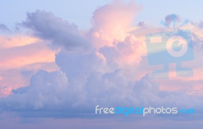 Twilight Pastel Big Cloud And Blue Sky Background Stock Photo