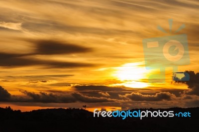 Twilight Time At Mountain Stock Photo