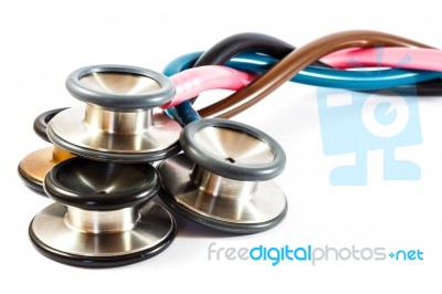 Twist Colorful Stethoscopes Stock Photo