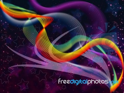 Twisting Background Means Colored Curves And Stars
 Stock Image