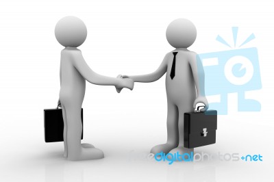 Two 3d People Are Shaking Hands Stock Image