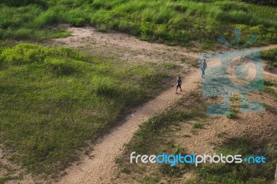 Two Boys Going Down To The River Stock Photo