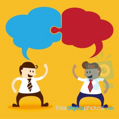 Two Business Men Talk Together With Bubble Speech Stock Image