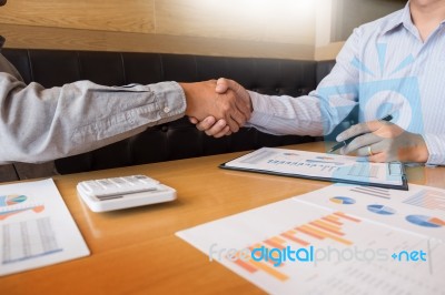 Two Confident Business Man Shaking Hands During A Meeting In The… Stock Photo