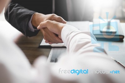 Two Confident Business Man Shaking Hands During A Meeting In The… Stock Photo