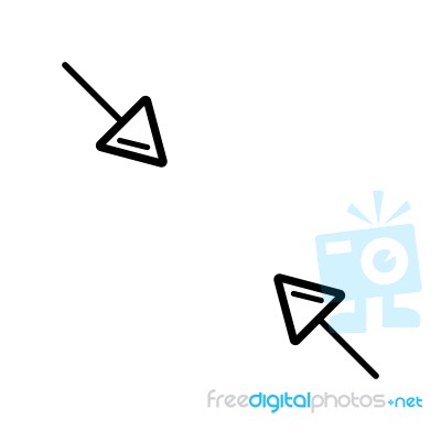 Two Diagonal Arrows Pointing To The Center Symbol Icon  I Stock Image