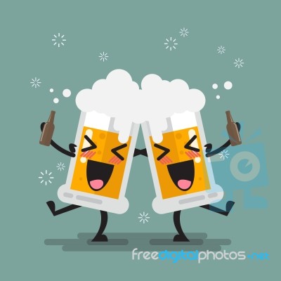 Two Drunk Beer Glasses Character Stock Image