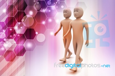 Two Friends Walk Together Stock Image